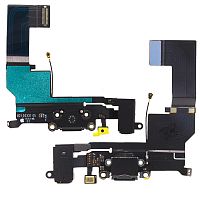 Шлейф для Apple iPhone SE 2016 для коннектора зарядки черный Оригинал