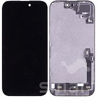 Дисплей для Apple iPhone 16 в сборе с рамкой черный (Идентификатор USED) Service Pack